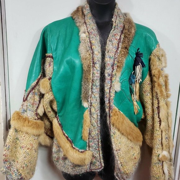 Vintage Jackets & Blazers - ❤️💚SALE BOHO❤️💚Vintage Handmade Leather/Wool/Fur Boho Hippie Jacket~M/L